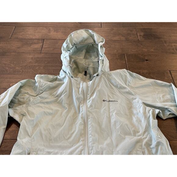 Columbia Womens Mint Green Windbreaker Full Zip Raincoat Jacket Size XL WL0127 - Picture 4 of 9